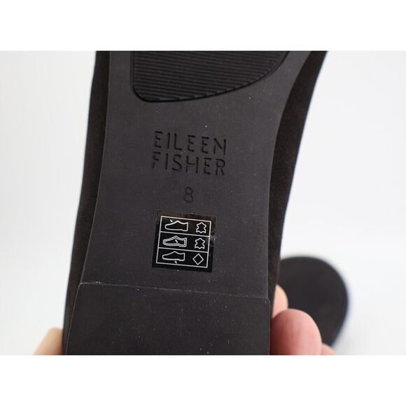 Eileen Fisher Womens Una Hidden Wedge Ballet Flats Size 8 Black Suede Round Toe - Picture 6 of 13